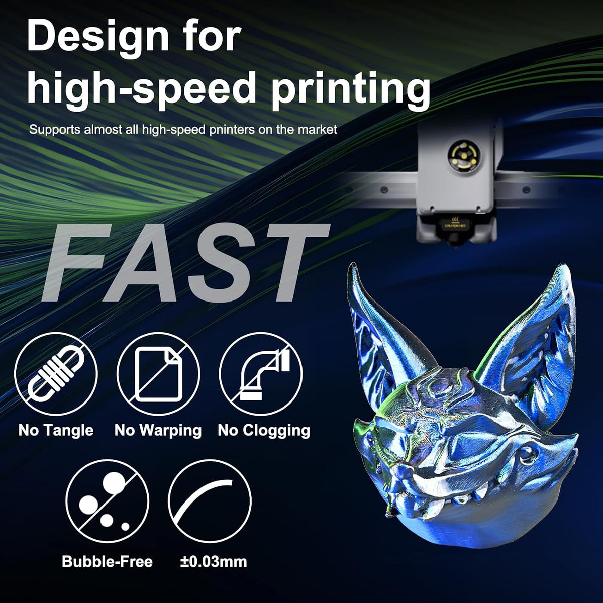 ERYONE Filamento PLA sedoso tricolor para impresora 3D de 1.75mm +\...