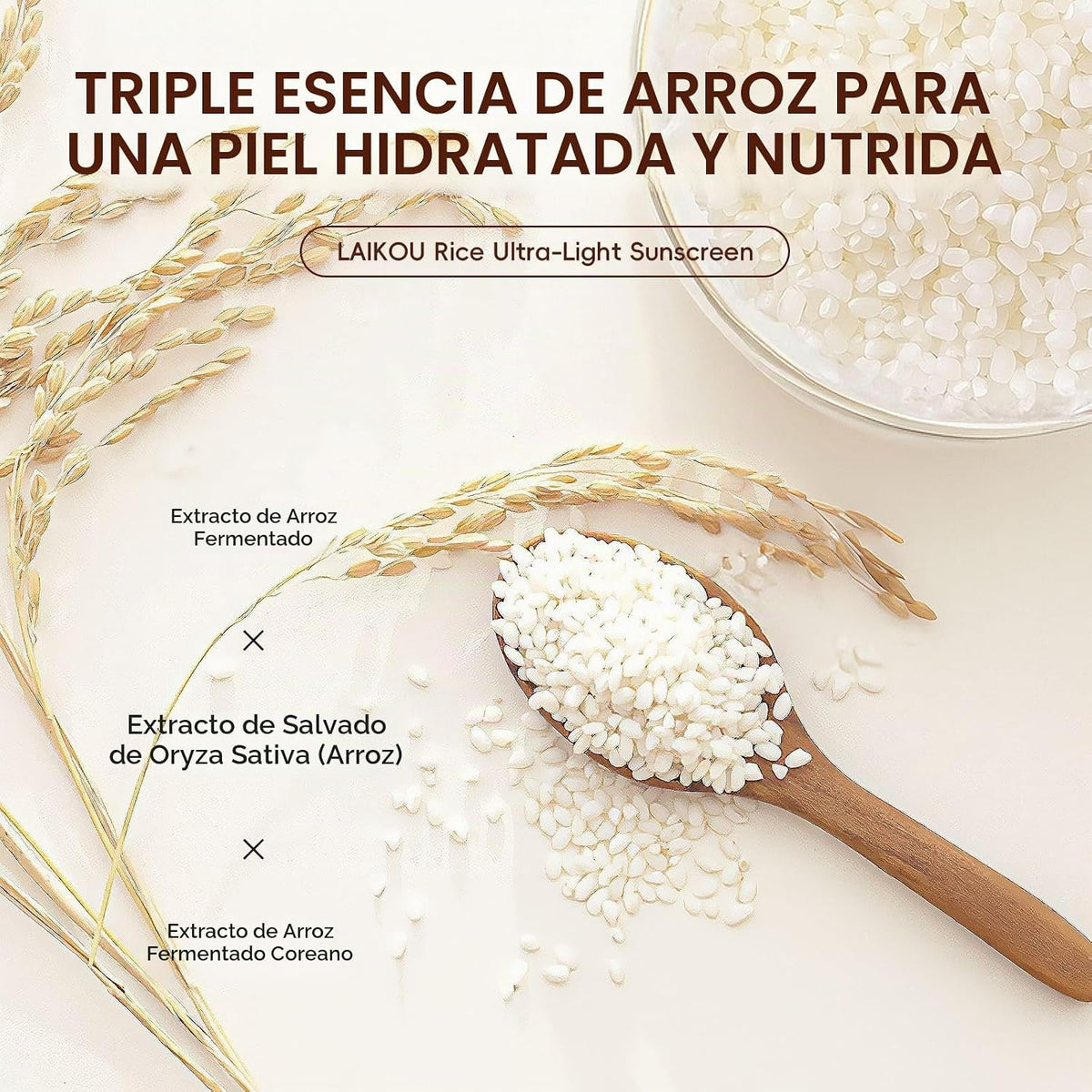 SANZHUAN Hidratante facial de arroz con SPF50+, fórmula mineral de...