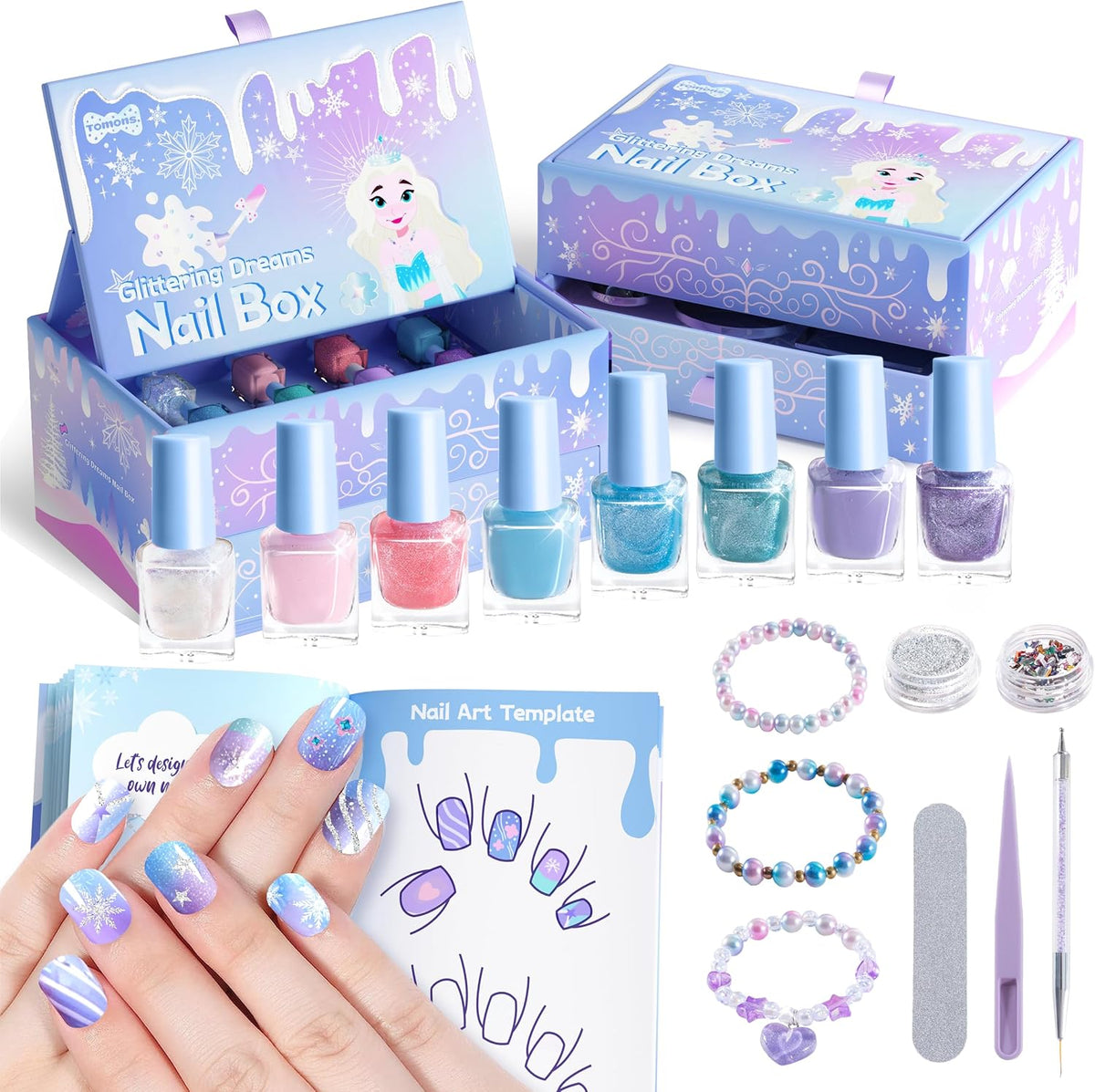 Tomons Kit de maquillaje para niños para niñas, juego de belleza de...