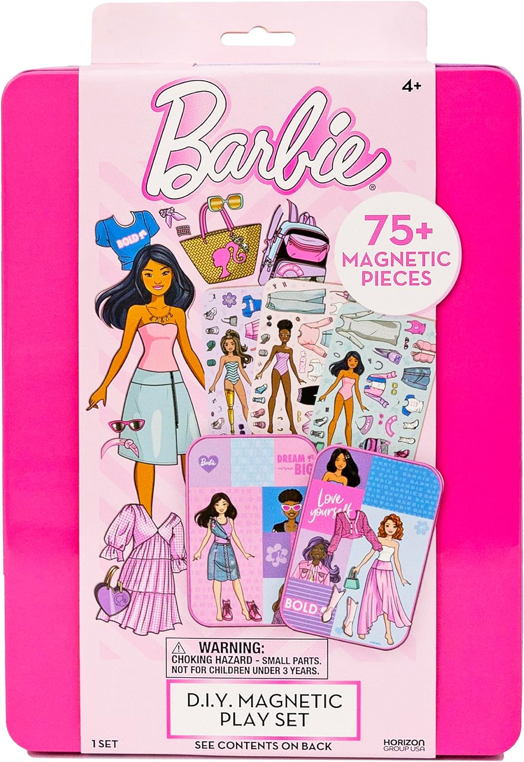 Barbie D.I.Y. Juego magnético de 75 piezas, 3 muñecas magnéticas, m...