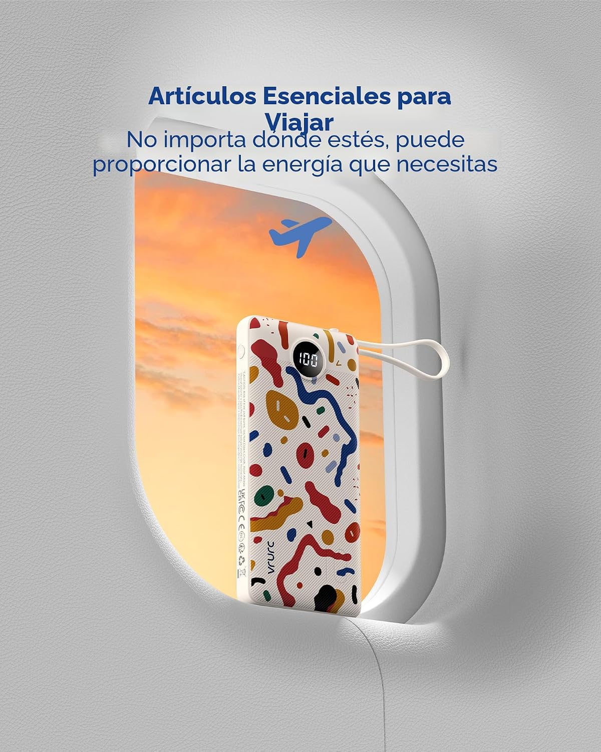 Cargador portátil VRURC, cables incorporados Power Bank 10000mAh |...