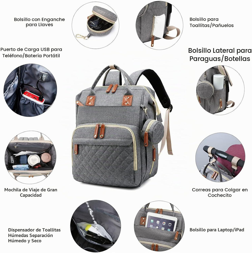 Lamroro Bolsa de pañales con cambiador, mochila de pañales 3 en 1 p...