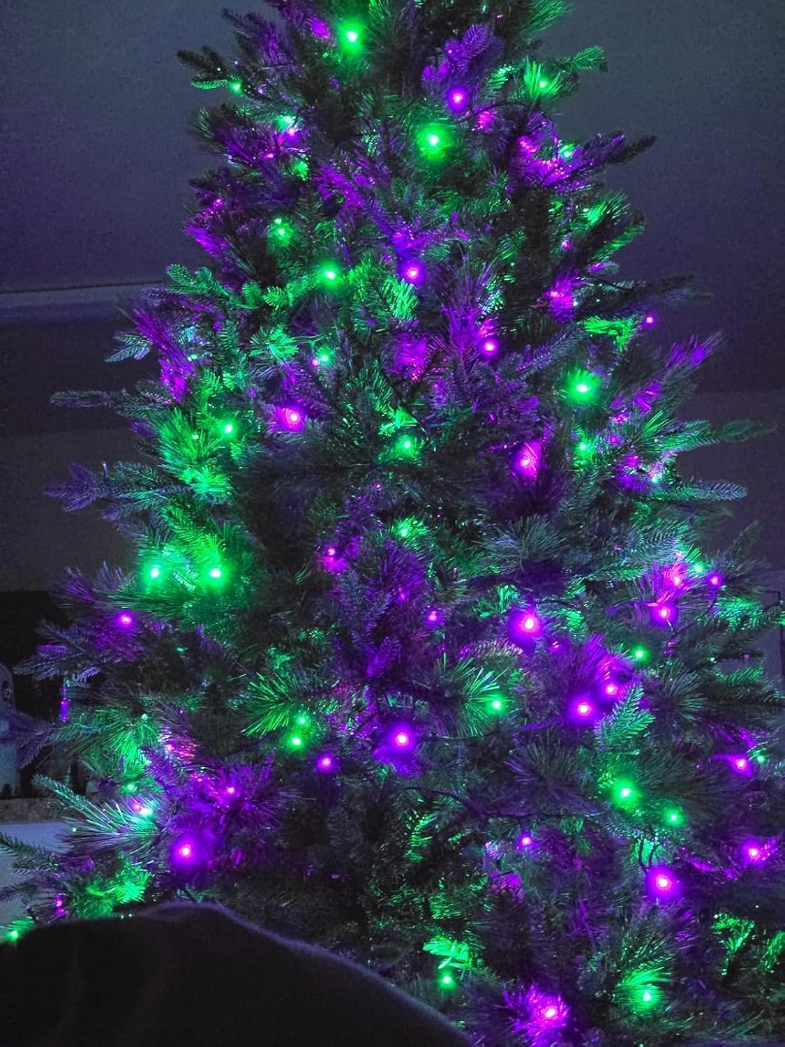 Luces de Halloween moradas y verdes, 95 pies, 240 LED, 13 modos de...