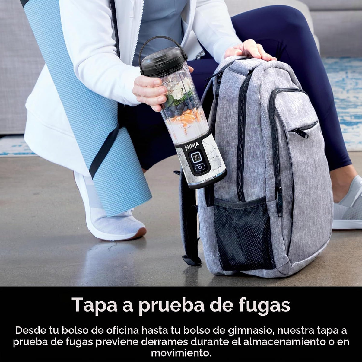 Ninja Blast Batidora portátil, sin cable, recipiente de 18oz, licua...
