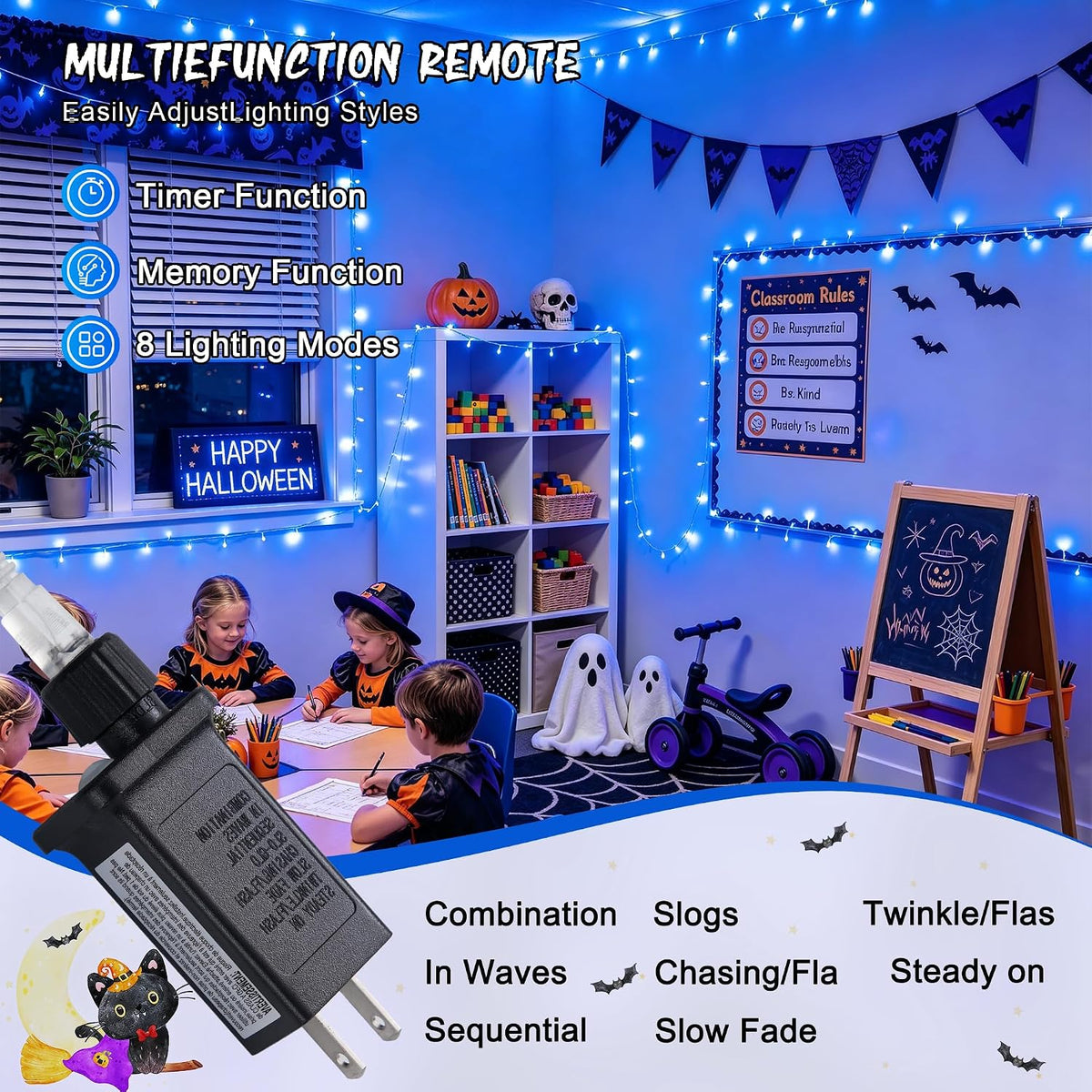 JMEXSUSS Luces de Cadena Azules de Navidad para Interiores y Exteri...