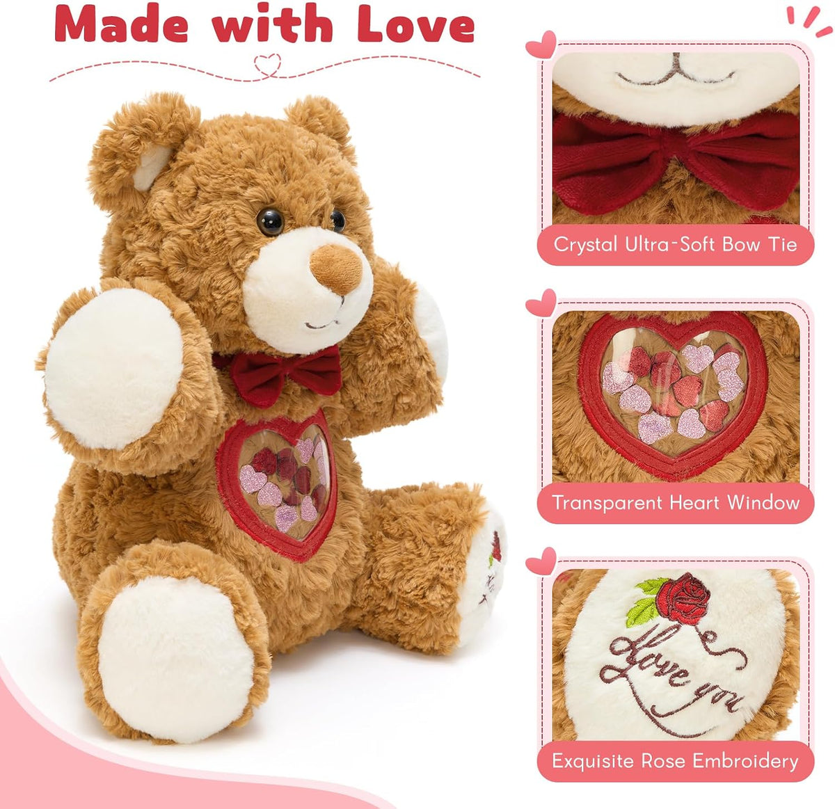 Tezituor Oso de peluche, lindo juguete de peluche de oso, regalos d...