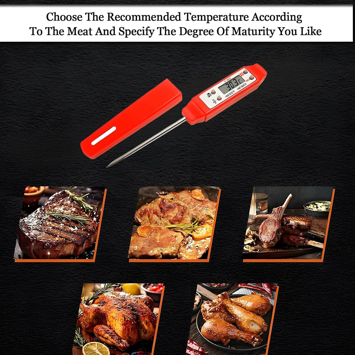 Ausenzup Termómetro para carne - Termómetro digital para alimentos...