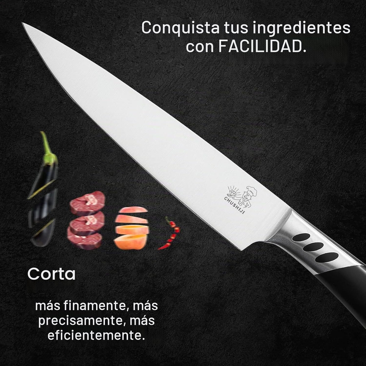 CHUSHIJI - Juego de cuchillos de chef de 3 piezas, cuchillos de che...