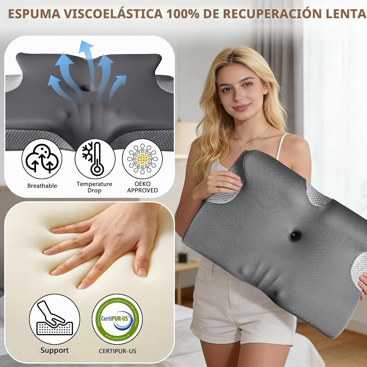 Rinkai-S Almohada cervical para el cuello para aliviar el dolor, al...