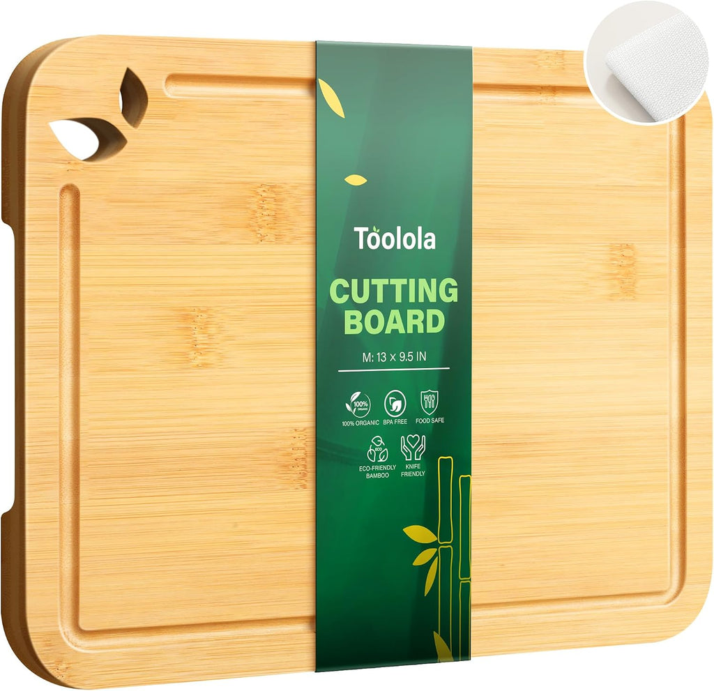 Toolola Tablas de cortar de bambú de 13 x 9.5 pulgadas para cocina...