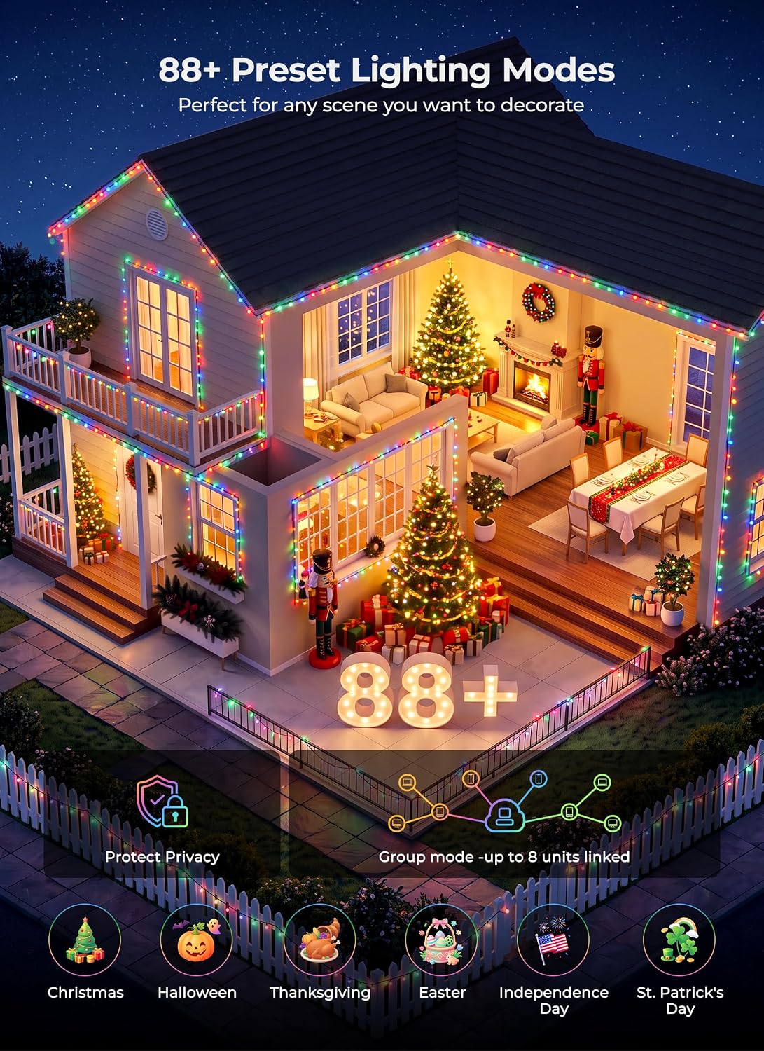 Brightown Guirnalda de luces inteligentes de Navidad, 100 LED y 33...