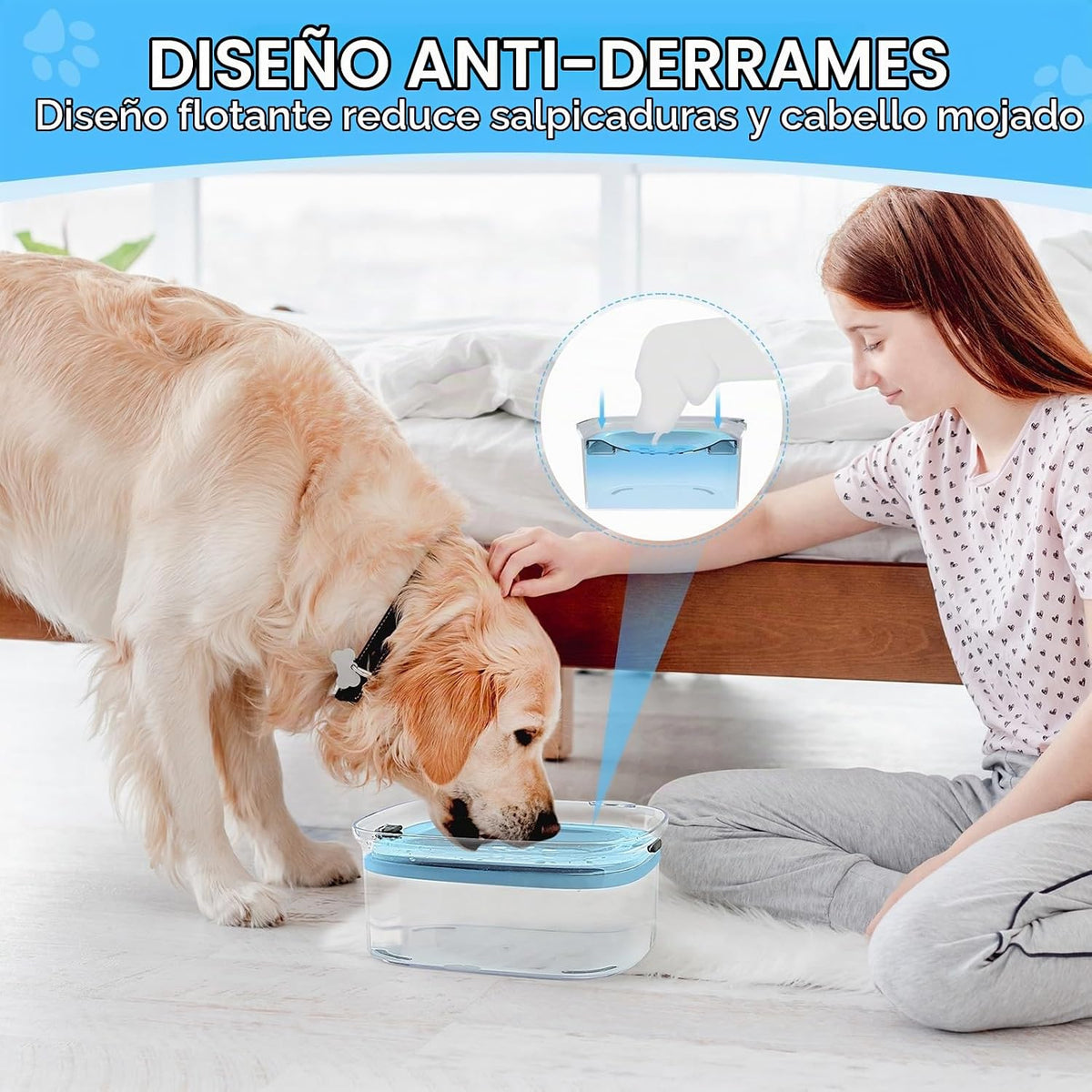 AONKEY Cuenco de agua para perros de 3 litros sin derrames, cuenco...