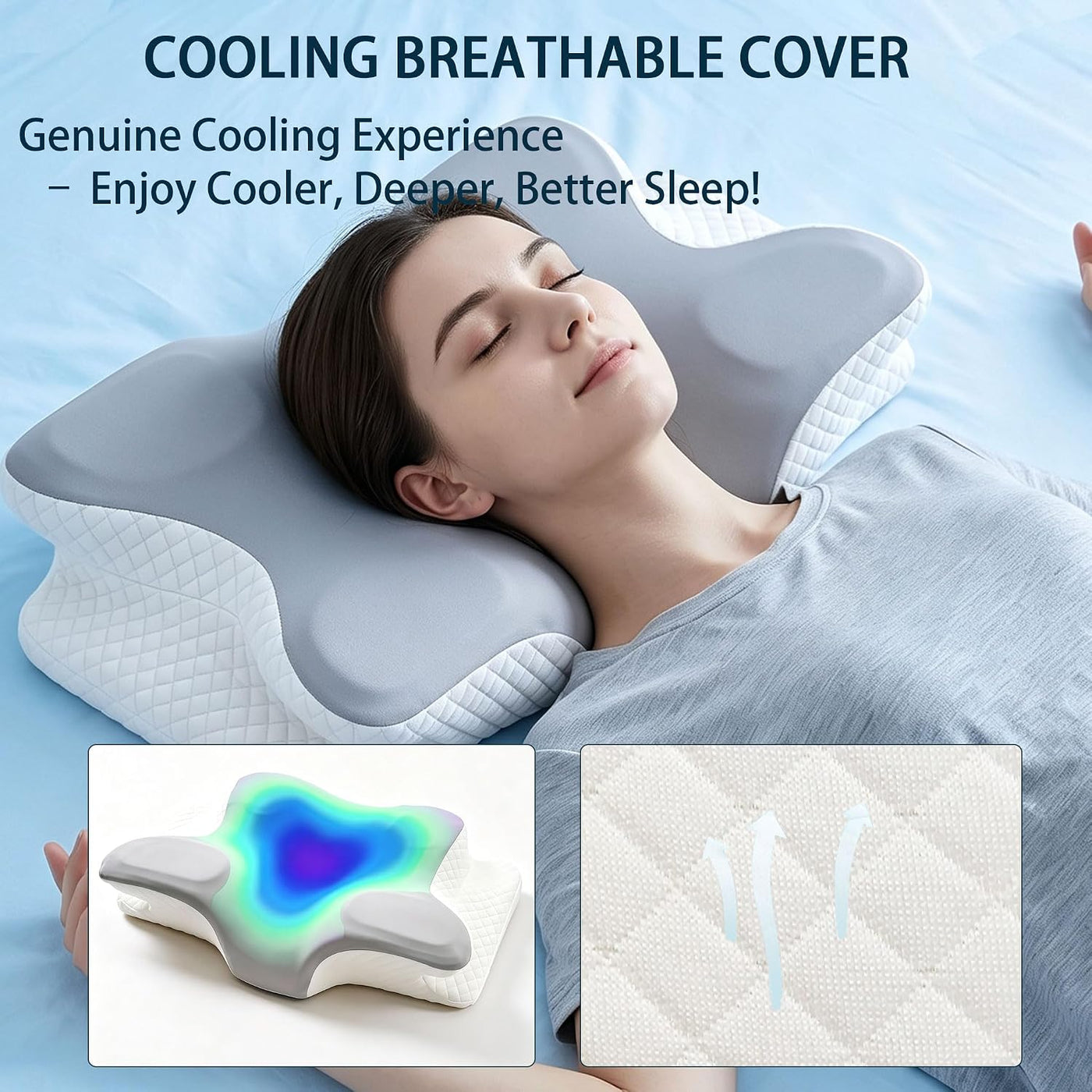 Ergo - Almohada cervical cervical para dormir, almohadas de espuma...