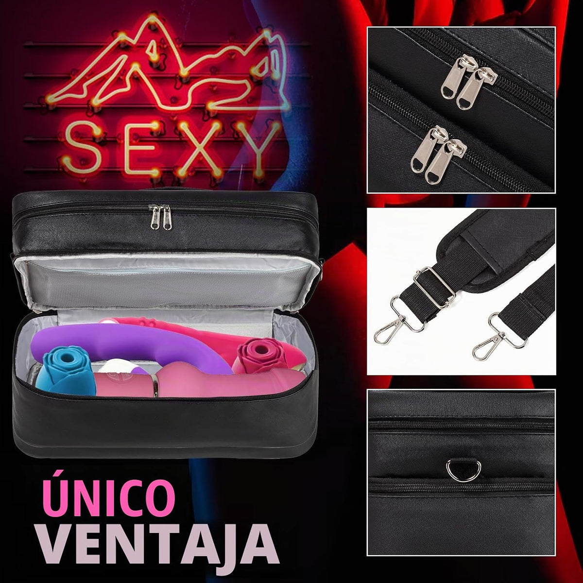 Bolsa de almacenamiento de juguetes sexuales con cerradura, organiz...