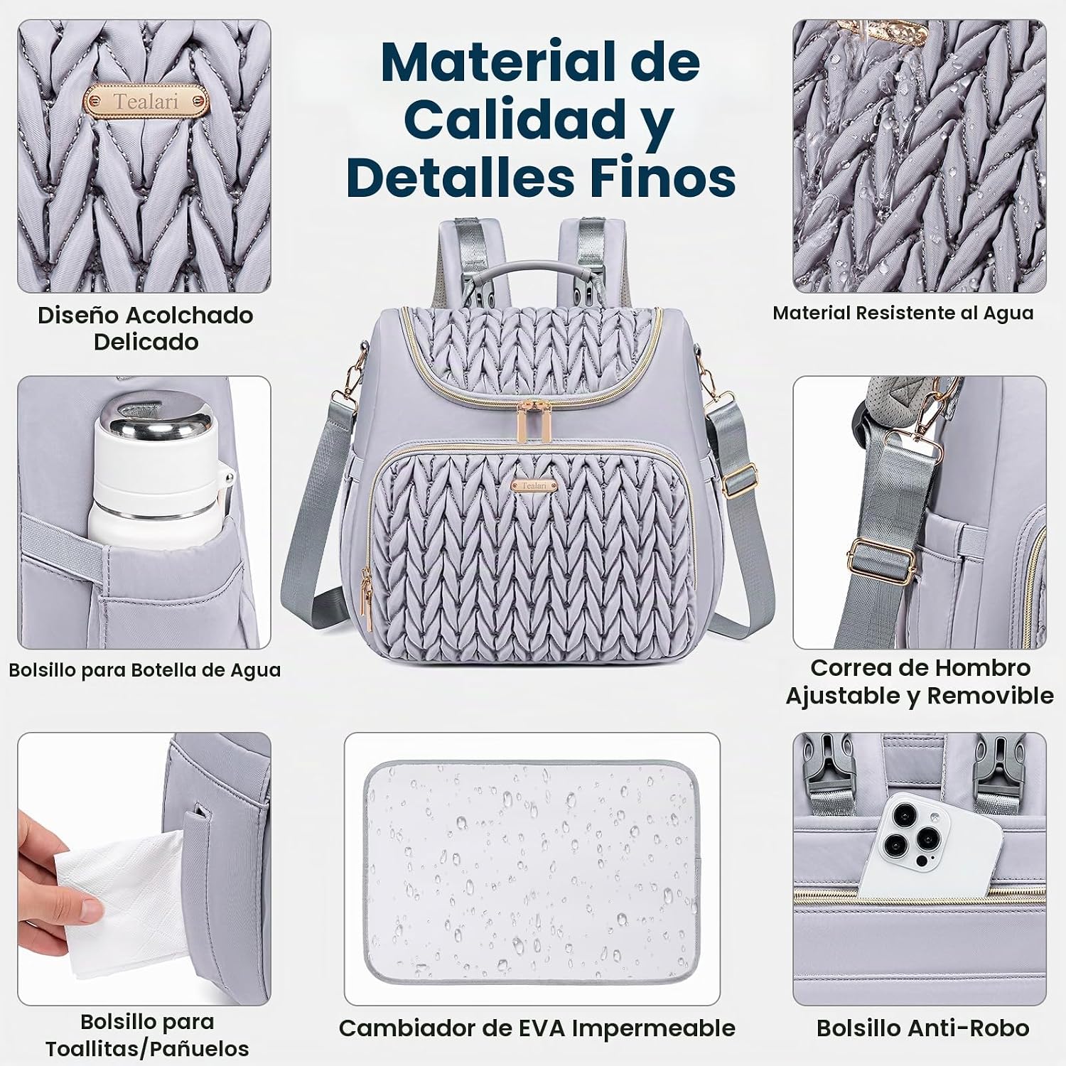 Mochila de pañales Tealari convertible de 4 en 1, bolsa de pañales...