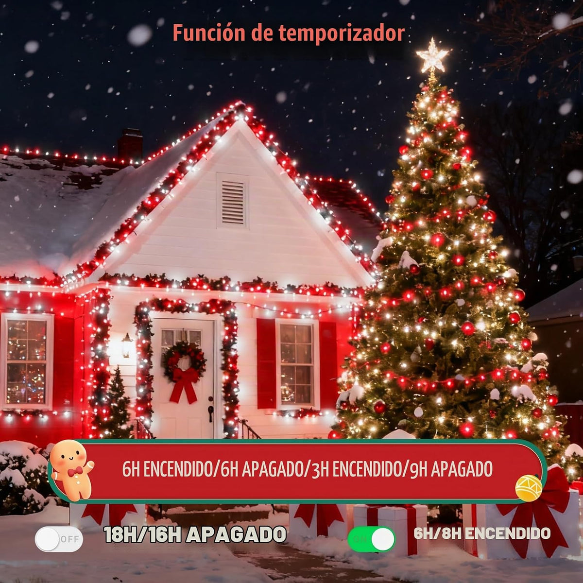 Tira de luces de Navidad con control por voz, 88 pies, 240 LED, con...