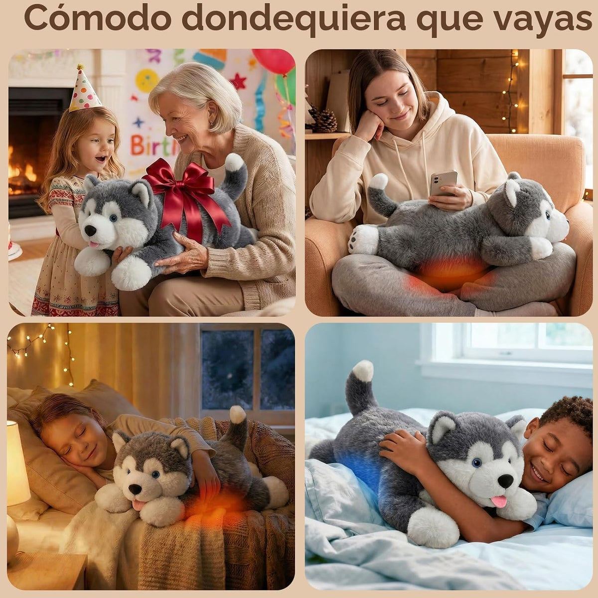 Mewaii Animales de peluche con peso con almohadilla térmica para mi...