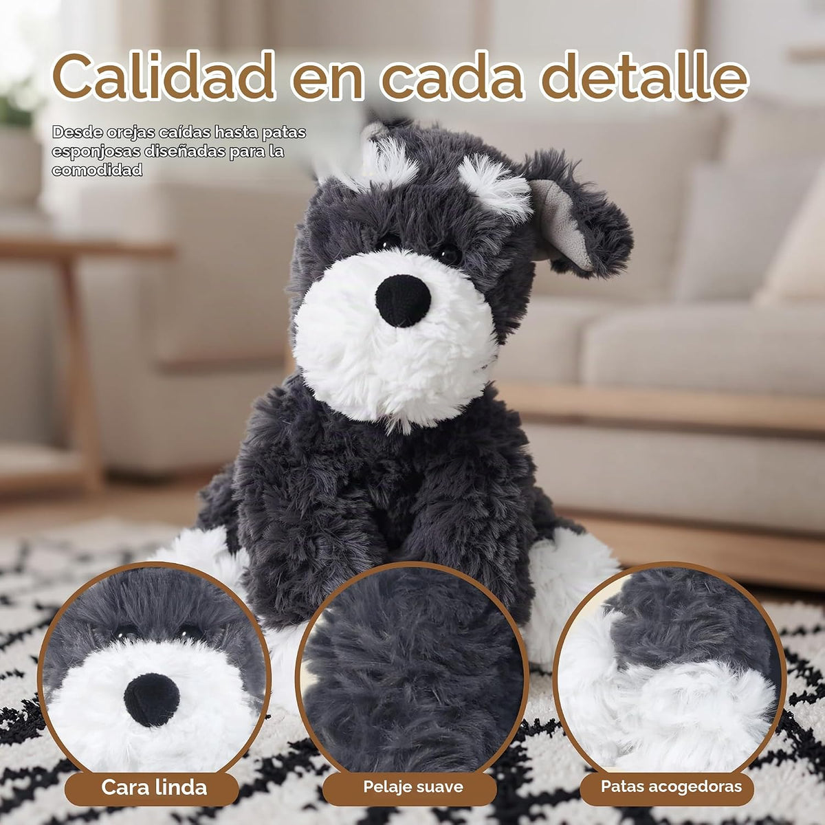 Niceween Animales de peluche Schnauzer Cachorro Juguetes de peluche...