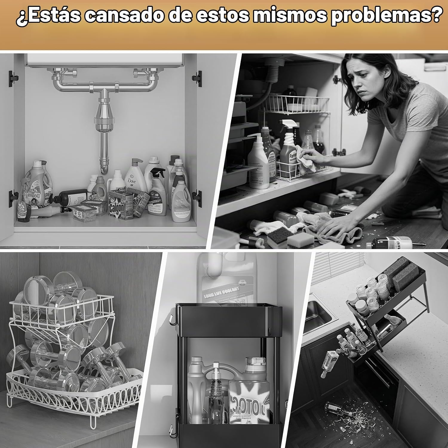 Aekenr Organizador y almacenamiento para debajo del fregadero para...