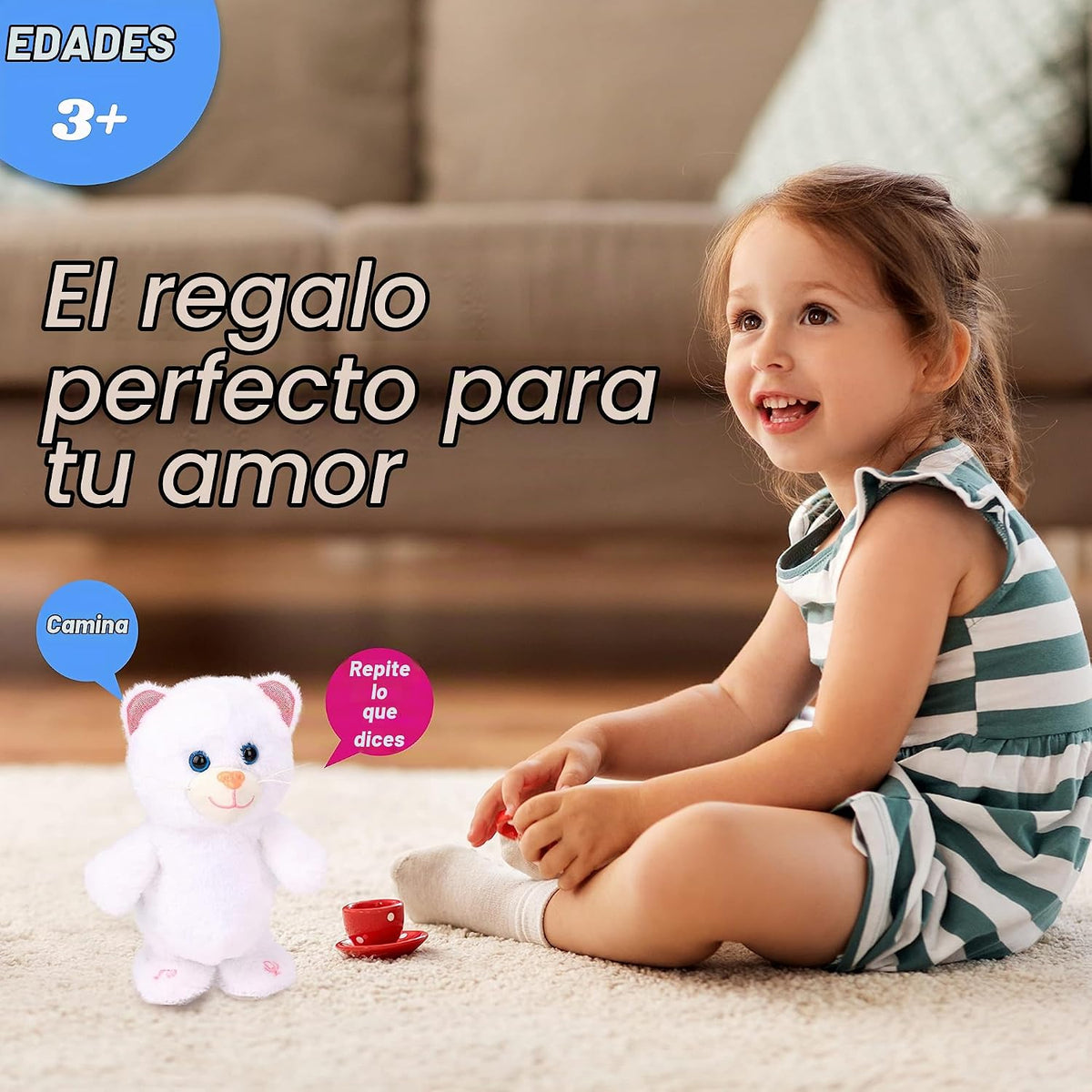 Hopearl Gatito parlante que canta, repite lo que dices caminando, j...