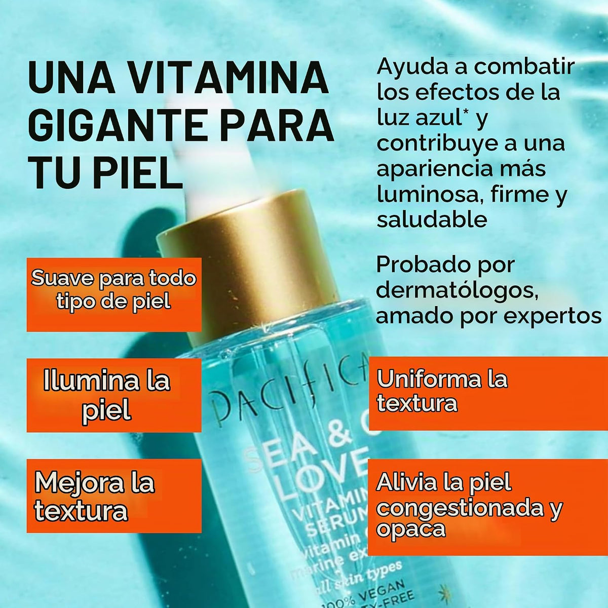 Pacifica Beauty Sea &amp; C Love - Suero de vitamina C para la cara...