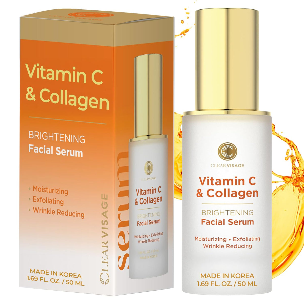 Clear Visage Suero de vitamina C para la cara con colágeno, probado...
