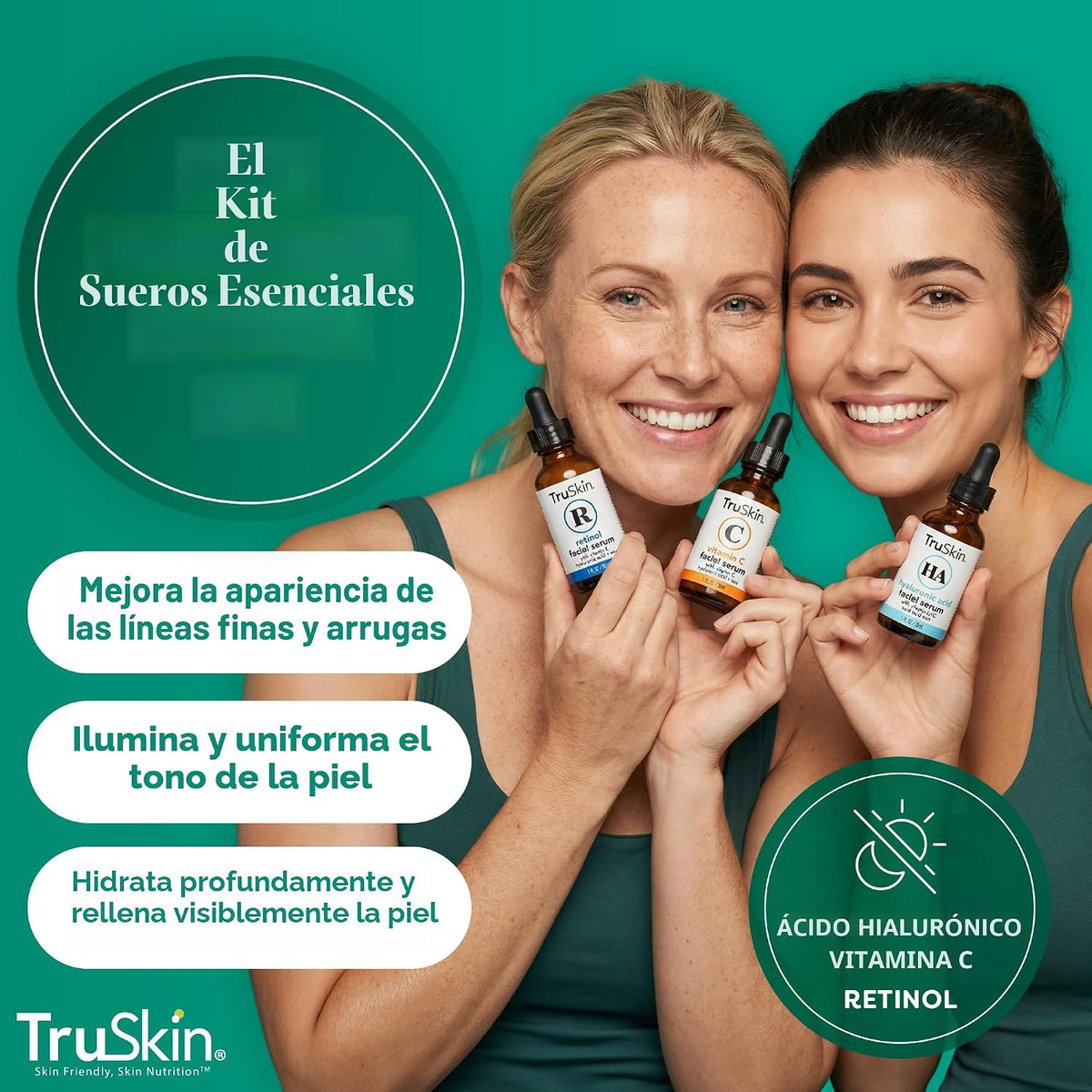 TruSkin Serum Trio con vitamina C, retinol y ácido hialurónico, 1 f...