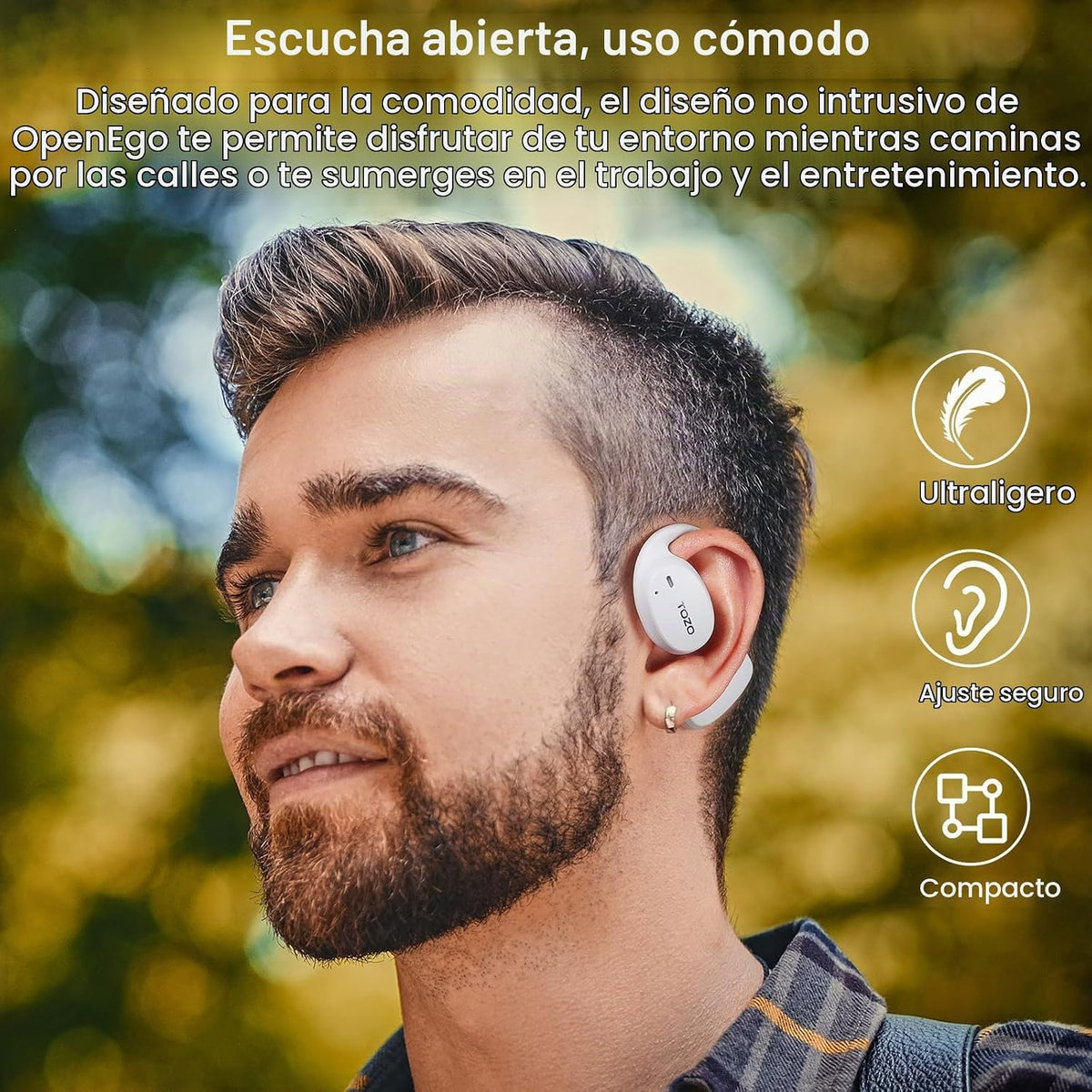 TOZO OpenEgo Auriculares abiertos 80H Bluetooth 5.3 Auriculares dep...
