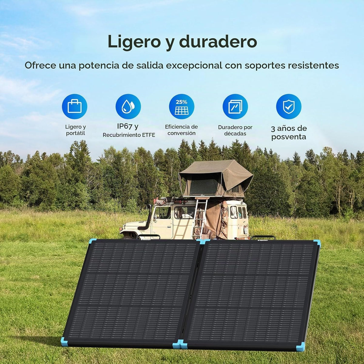 Panel solar portátil Renogy de 100 W, 25 % de alta eficiencia para...