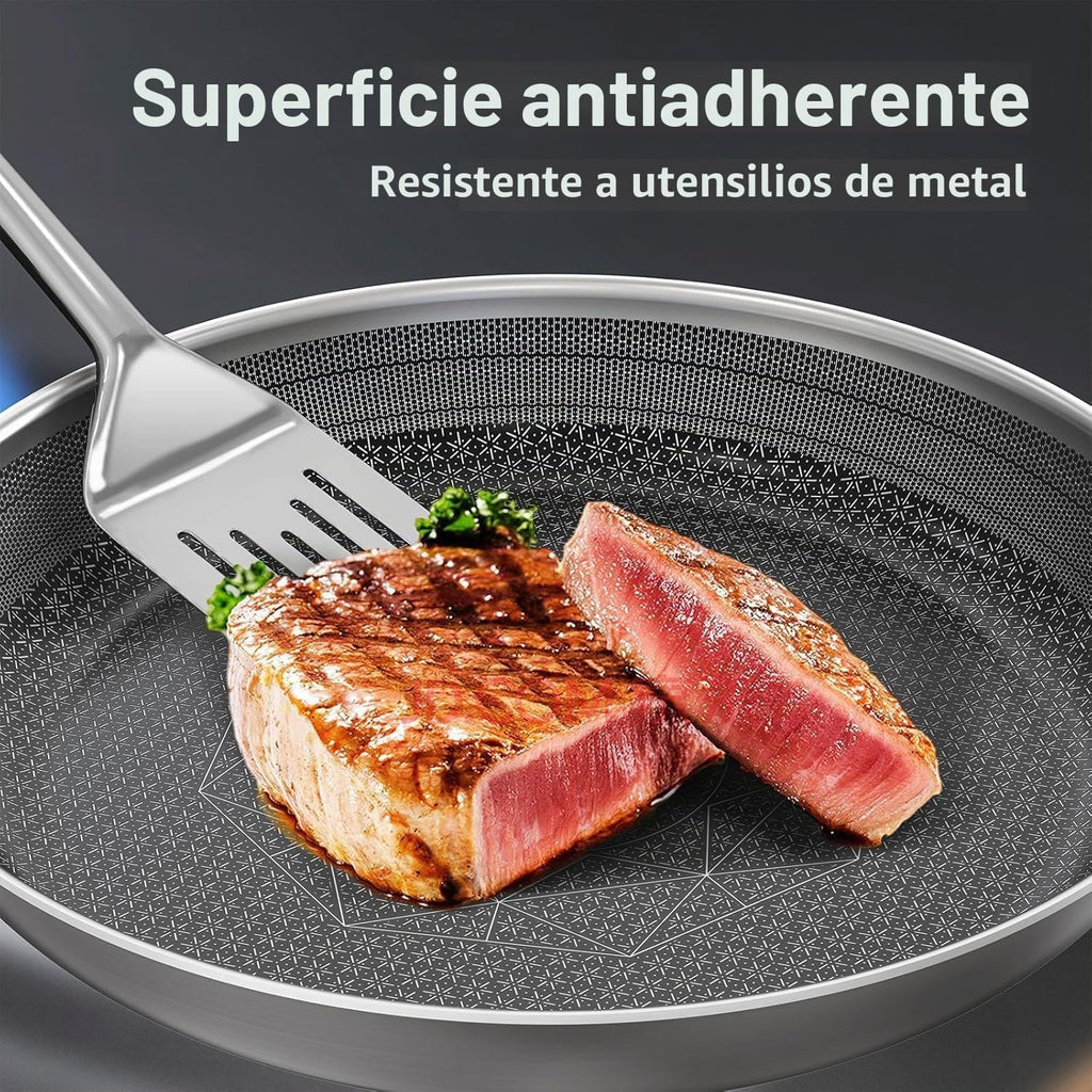 COOKER KING Juego de ollas y sartenes antiadherentes, juego de uten...