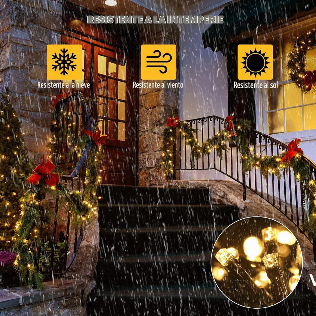 VTECHOLOGY Guirnalda de luces de Navidad para interiores y exterior...