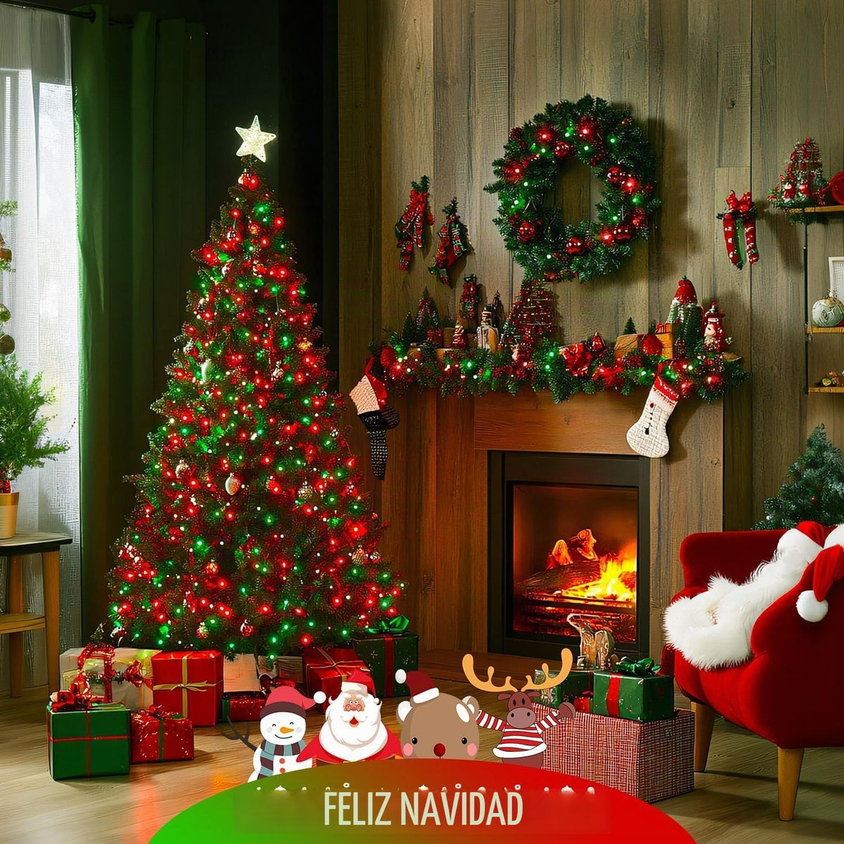 JMEXSUSS 200 luces LED rojas y verdes para decoración navideña al a...
