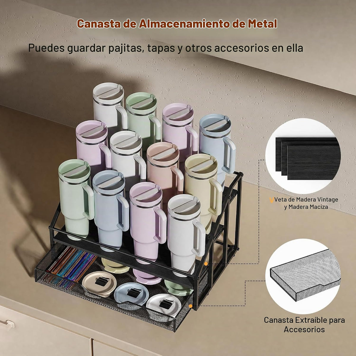 MOJOHAND Stanley - Soporte para tazas de 4 niveles, organizador de...