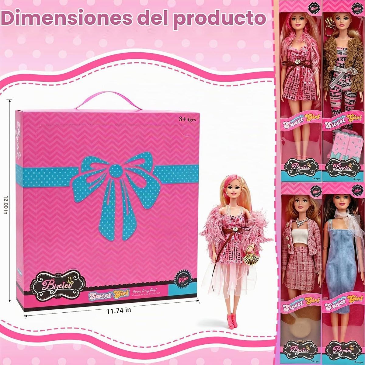 Juego de muñecas de princesa de 11.5 pulgadas, muñeca de juguete am...