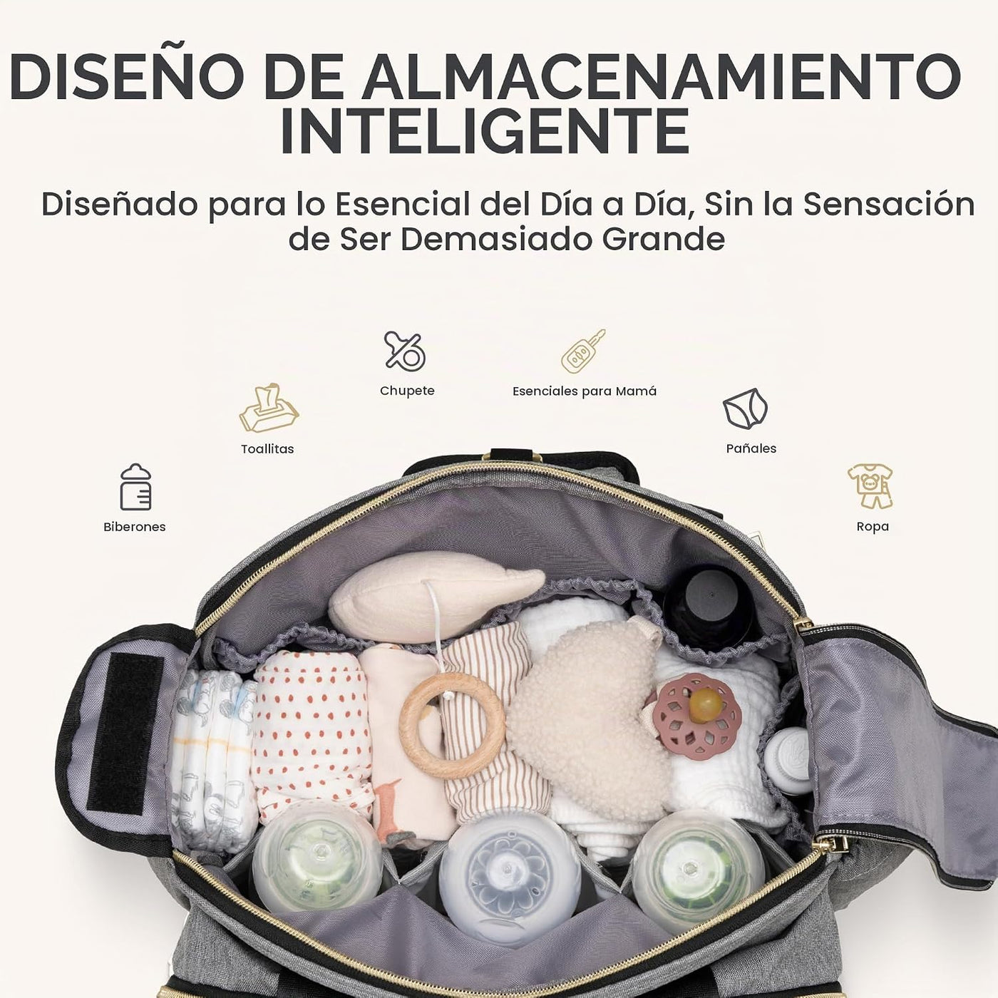 Mellories Bolsa de pañales convertible 4 en 1 para bebé, se convier...