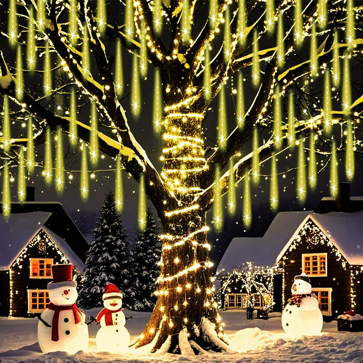 Weepong Luces de Navidad al aire libre de lluvia de meteoritos de 1...