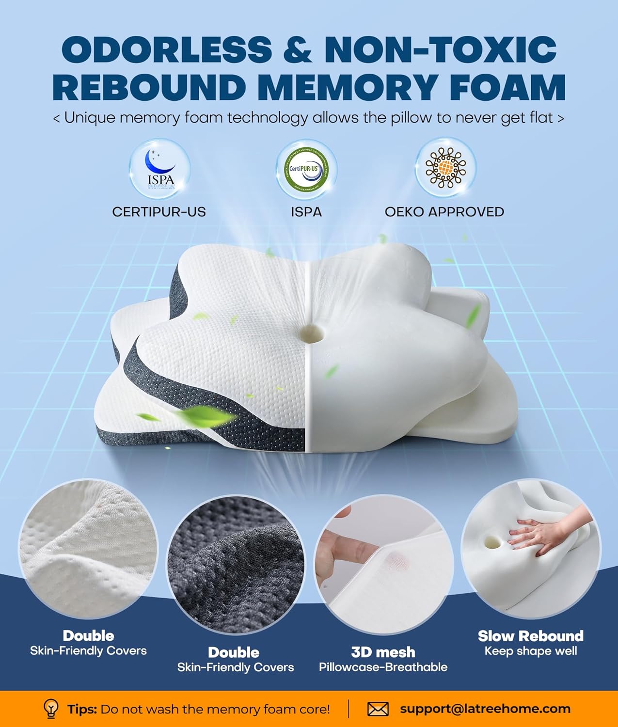 Almohada cervical para el cuello 5X para aliviar el dolor, almohada...
