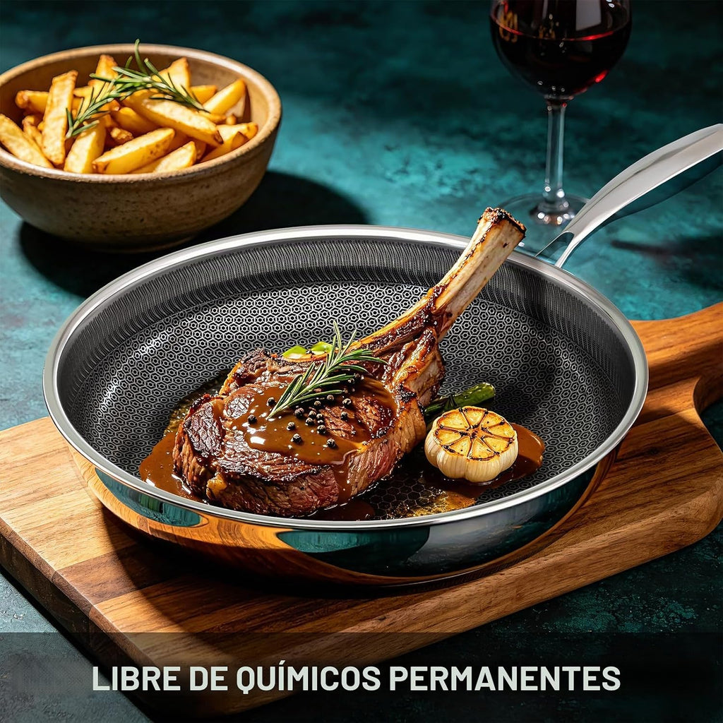 Umite Chef Juego de sartenes híbridas antiadherentes, sartén de ace...