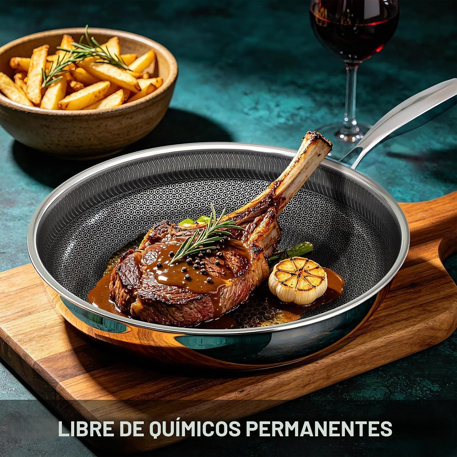 Umite Chef Juego de sartenes híbridas antiadherentes, sartén de ace...