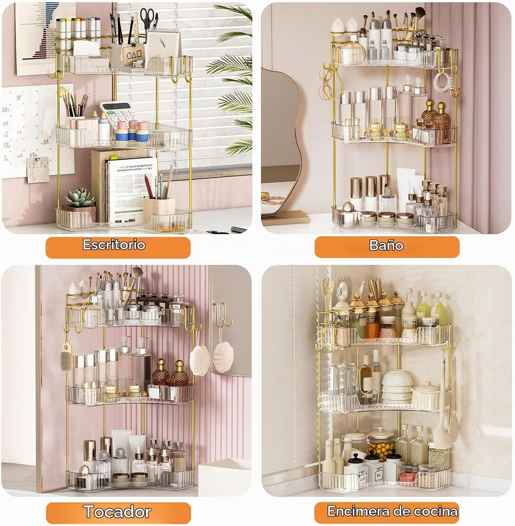 Greenby Organizador esquinero de 3 niveles para mostrador de baño,...