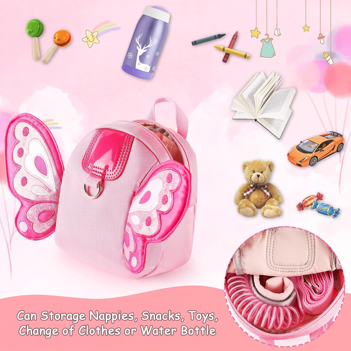 Accmor Arnés para niños pequeños, mochila con correa, lindas mochil...