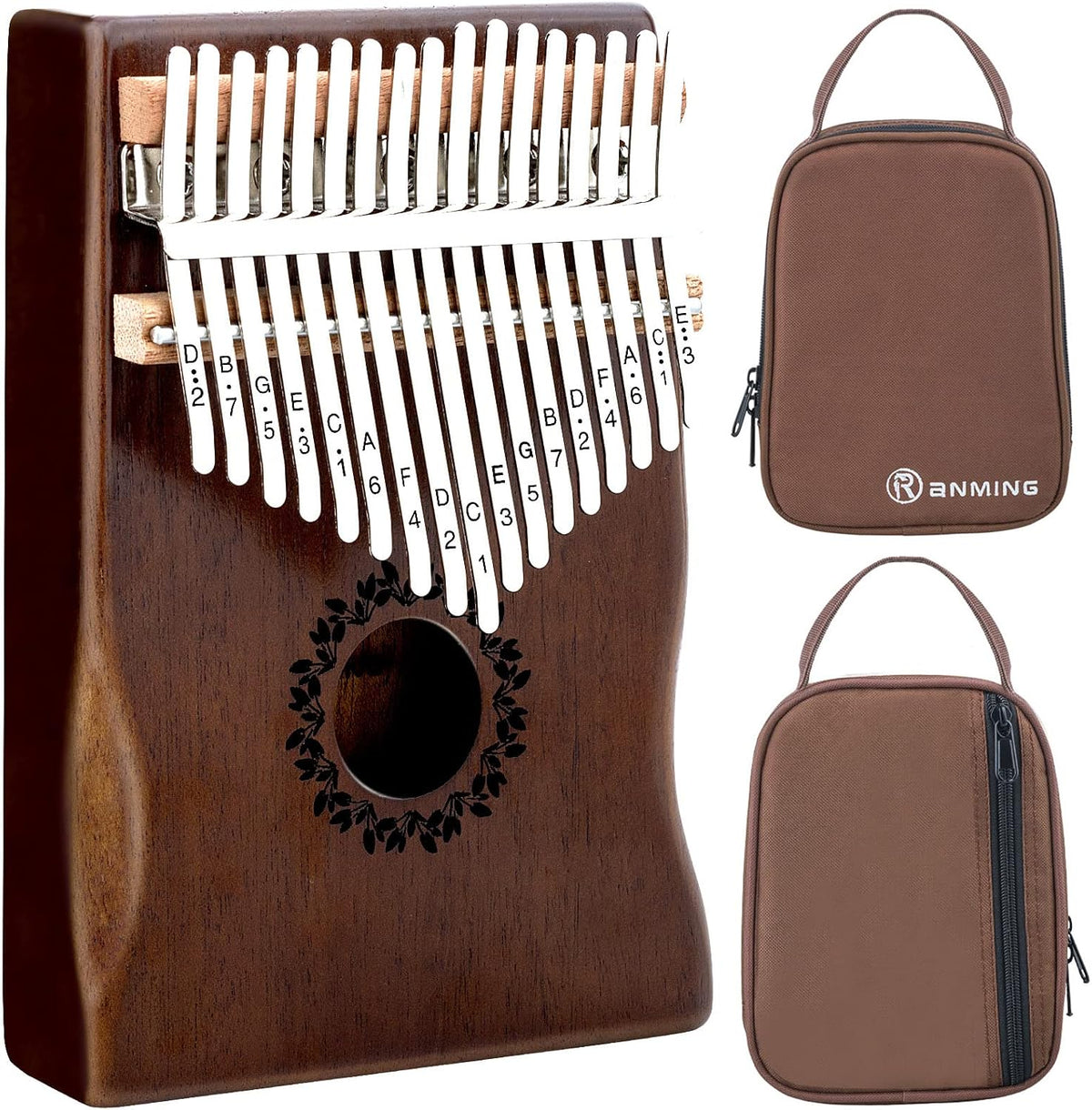 RANMING Piano de pulgar Kalimba de 17 teclas, piano de dedo de caob...