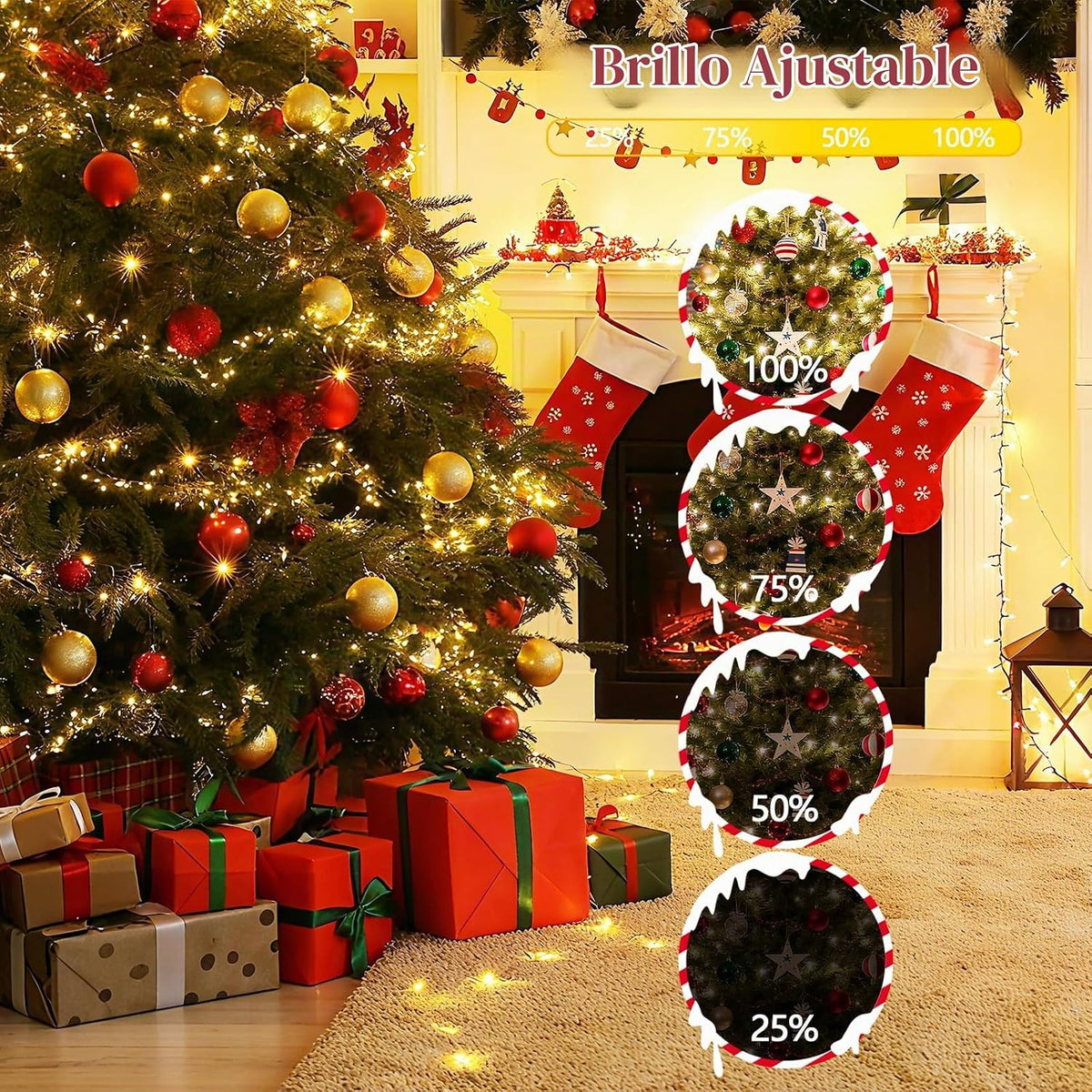 Tira de luces de Navidad con control por voz, 88 pies, 240 LED | 7...