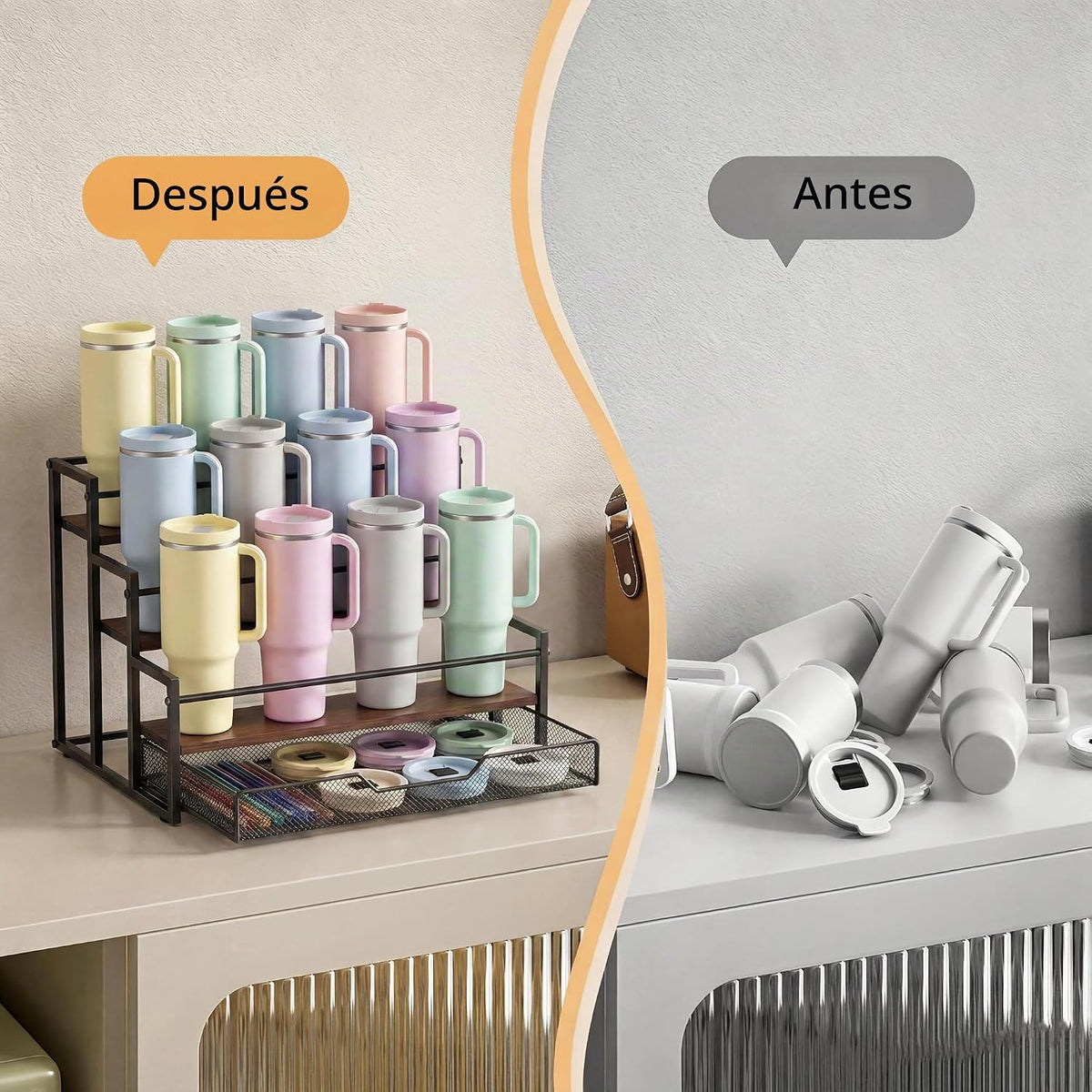 Stanley - Portavasos de 4 niveles con cesta de almacenamiento para...