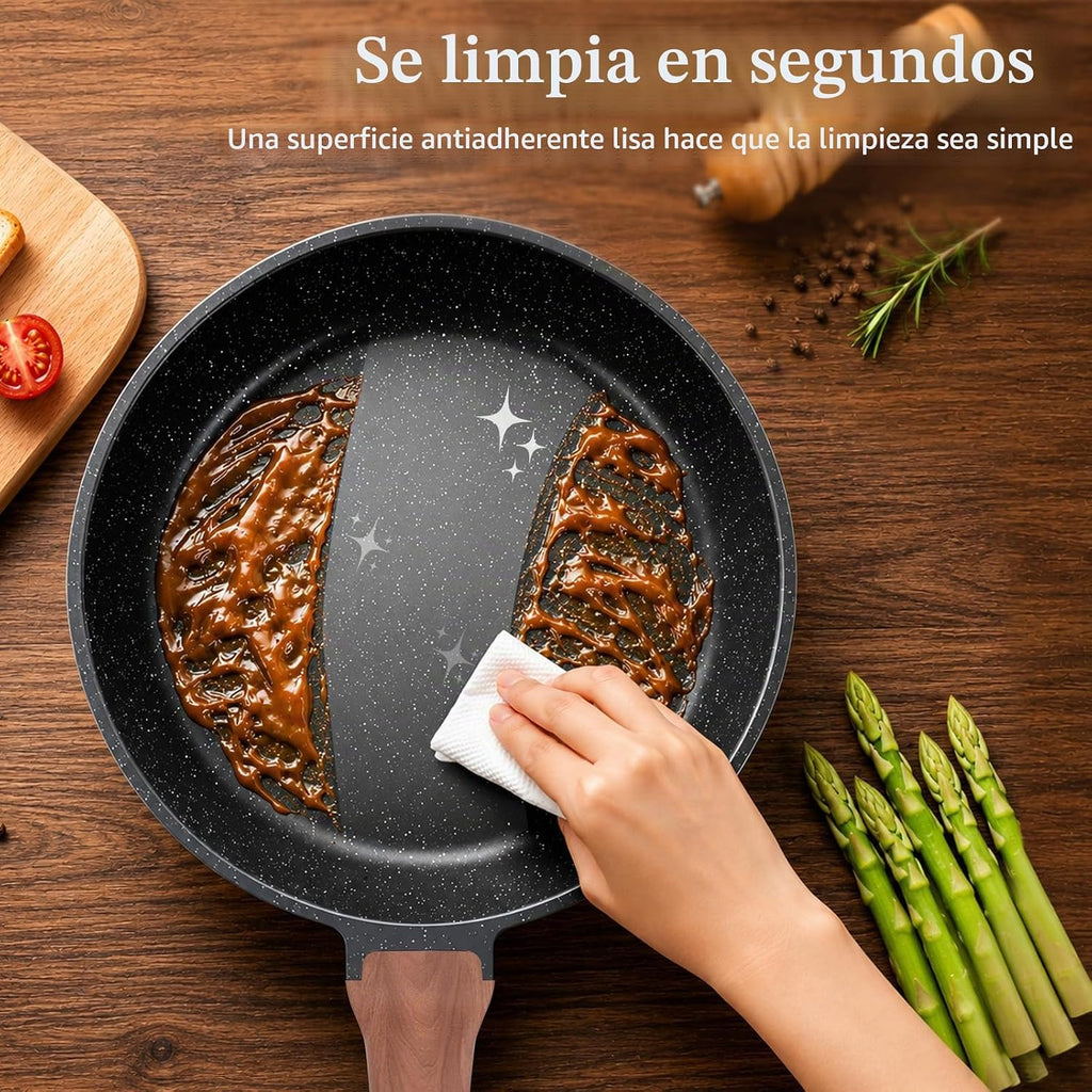 YASHE Sartén antiadherente de granito de 10 pulgadas, lista para in...
