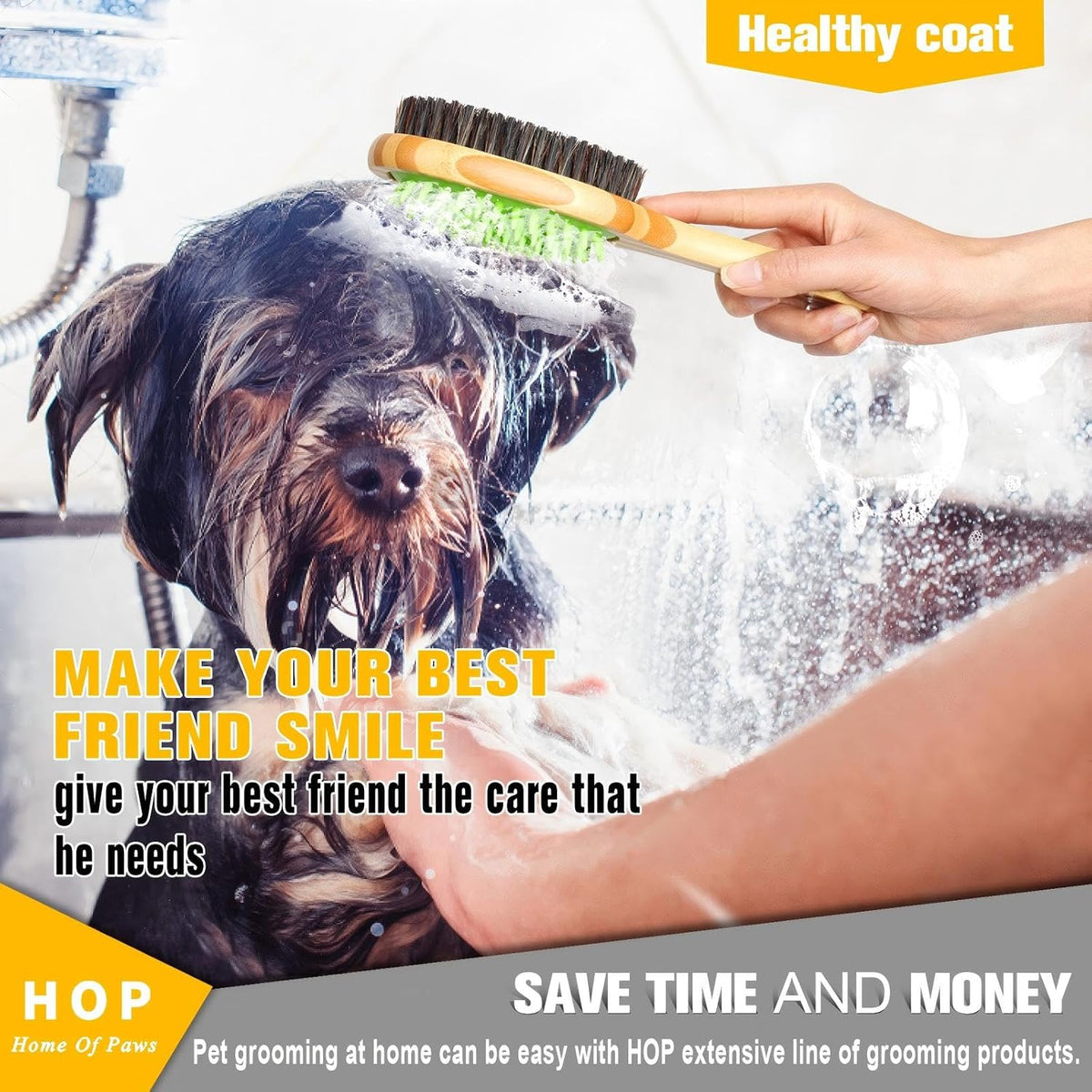 HOP Home of Paws Cepillo de pelo corto para desenredar y quitar abr...
