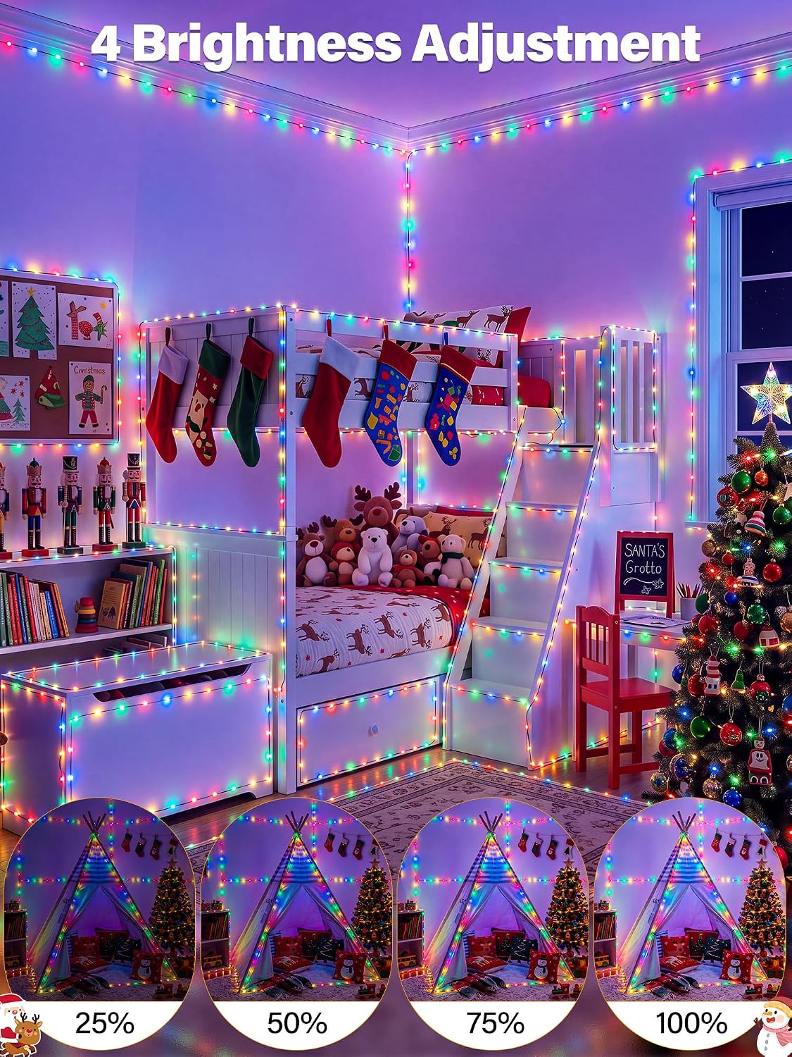 200 luces LED de Navidad de 66 pies IP67 impermeables, multicolor |...