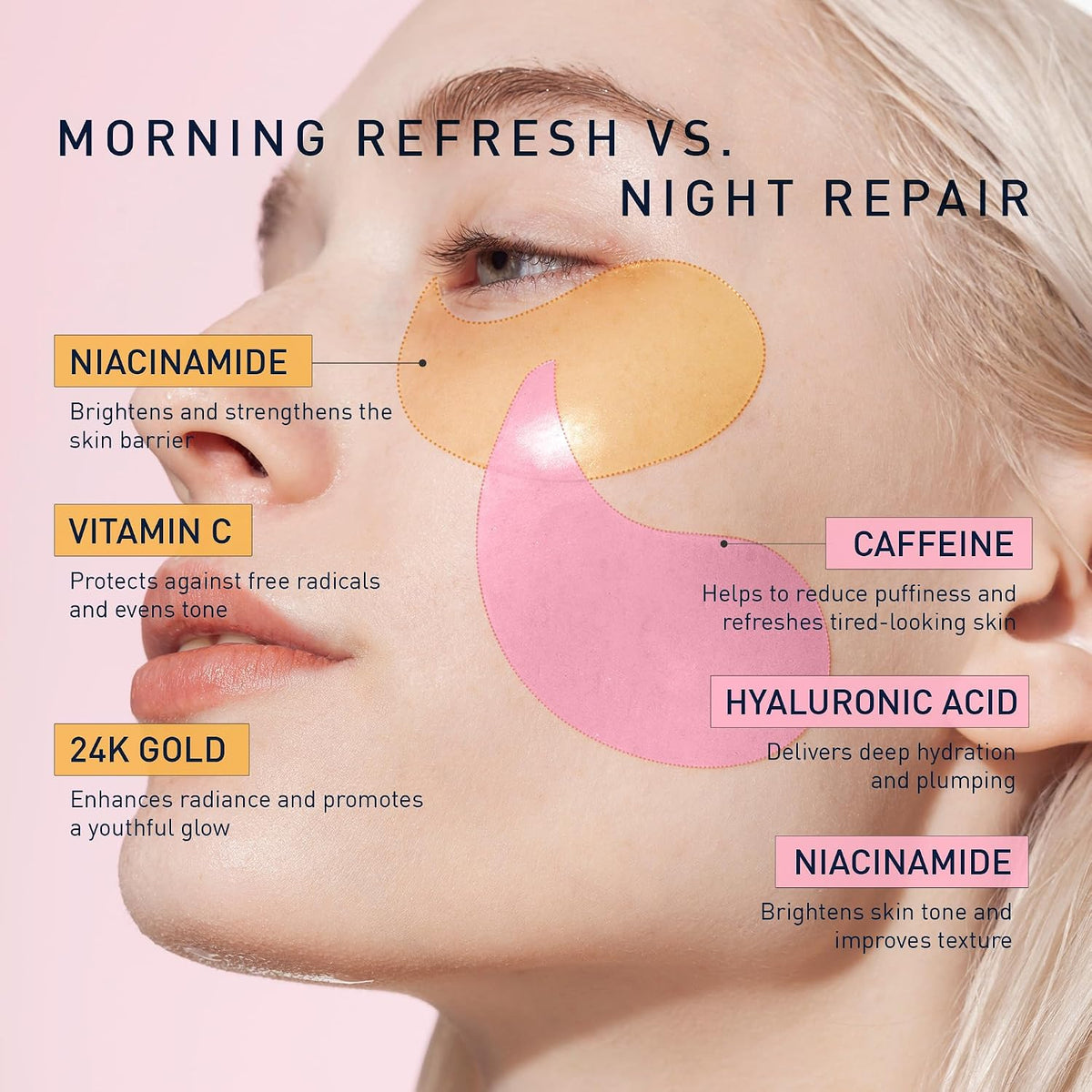 Kit de parches para debajo de los ojos: 120 piezas de cafeína rosa...
