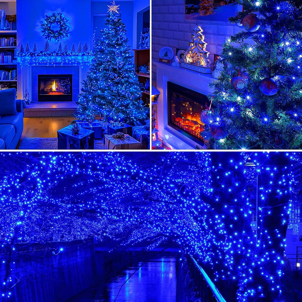 La secuencia azul conectable de la Navidad de 75,8 pies 200 LED enc...