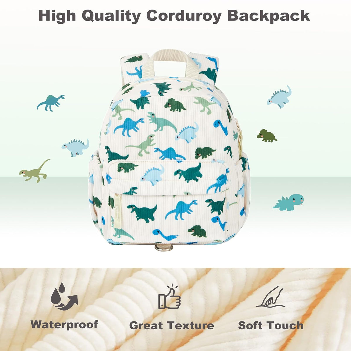 Mochila de pana para niños pequeños con correa desmontable y eslabó...